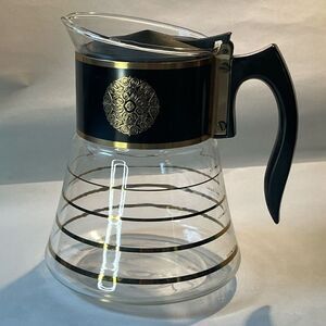 Elegant Black and Gold Coffee Carafe